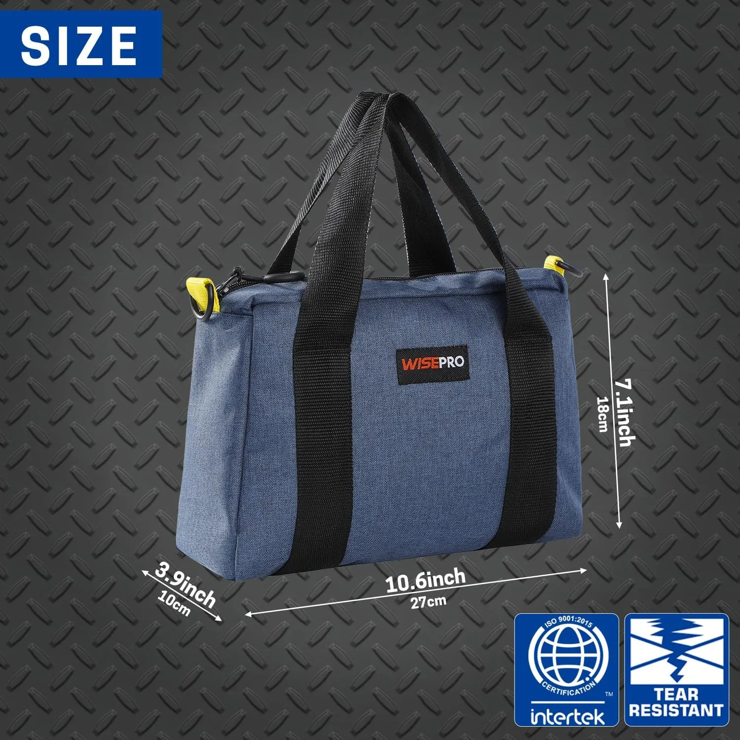 11 INCH Wide Mouth Waterproof Tool Storage Bag, Large Capacity Tool Tote with D-rings, Utility Bag Organizer for Wrenches, Pliers