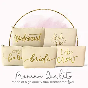 11 Piece Set of Cream Beige Faux Leather Bride and Bridal Party