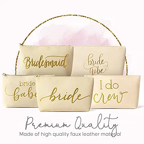 11 Piece Set of Cream Beige Faux Leather Bride and Bridal Party