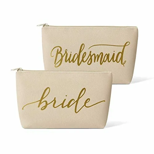 11 Piece Set of Cream Beige Faux Leather Bride and Bridal Party