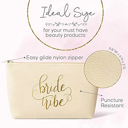 11 Piece Set of Cream Beige Faux Leather Bride and Bridal Party