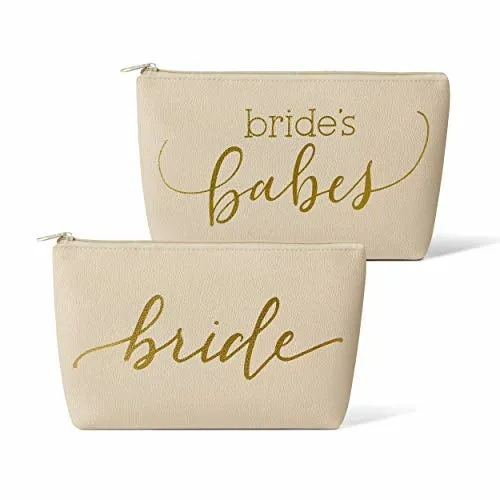 11 Piece Set of Cream Beige Faux Leather Bride and Bridal Party