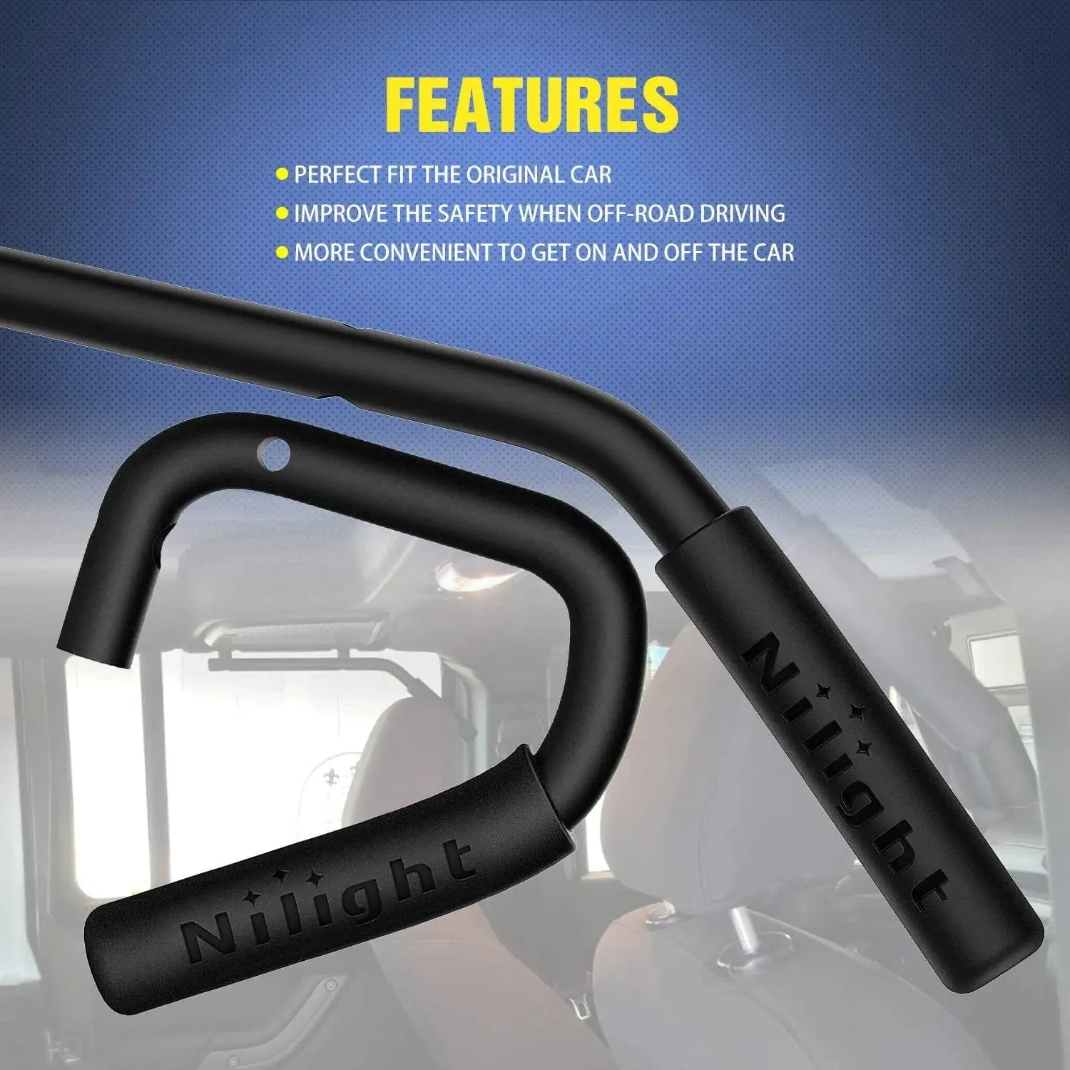 2007-2018 Jeep Wrangler JK JKU Front Rear Grab Aluminum Roll Bar Grip Handles