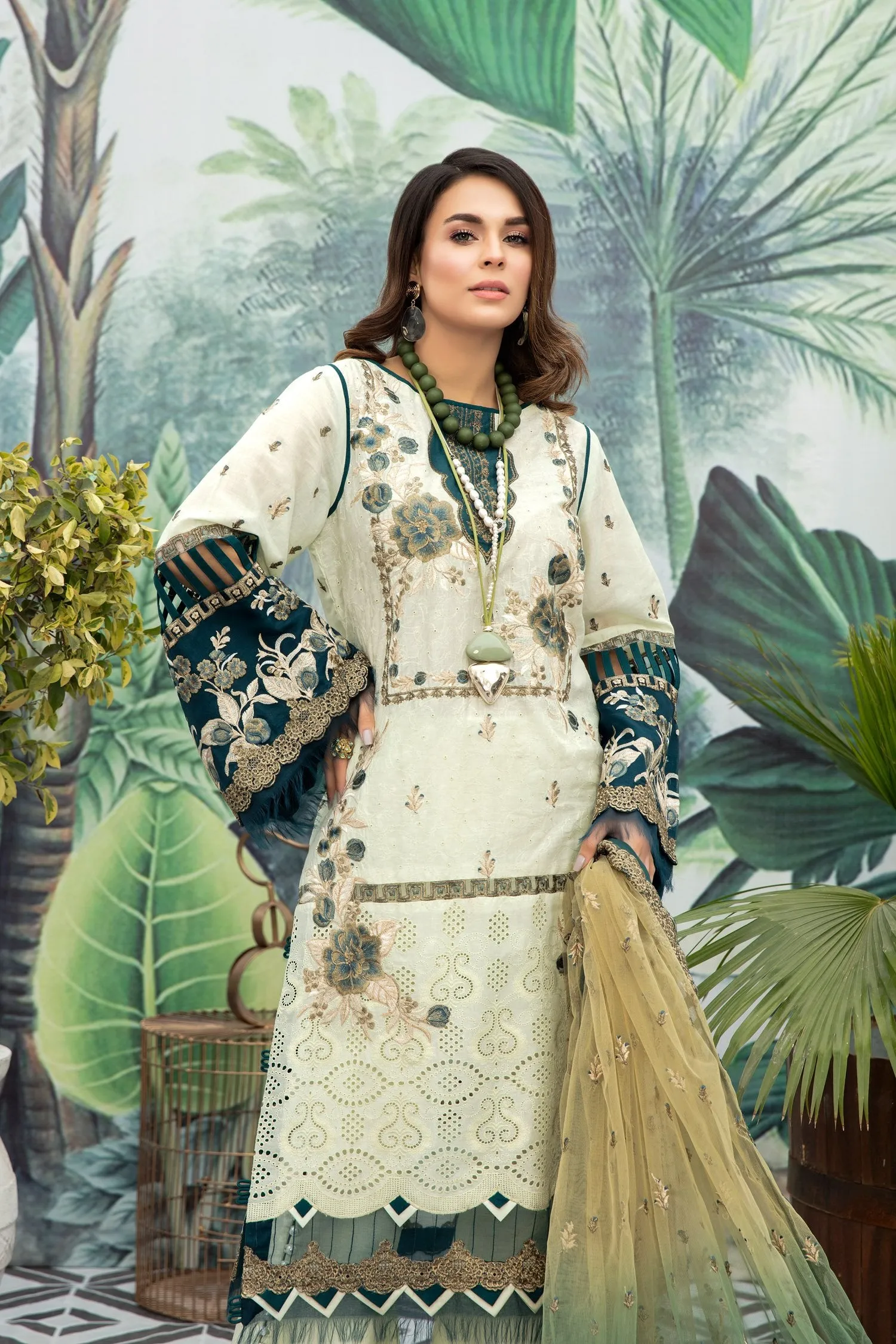 Adan's Libas Schiffli Embroidered Lawn Collection – Foliage Rustle