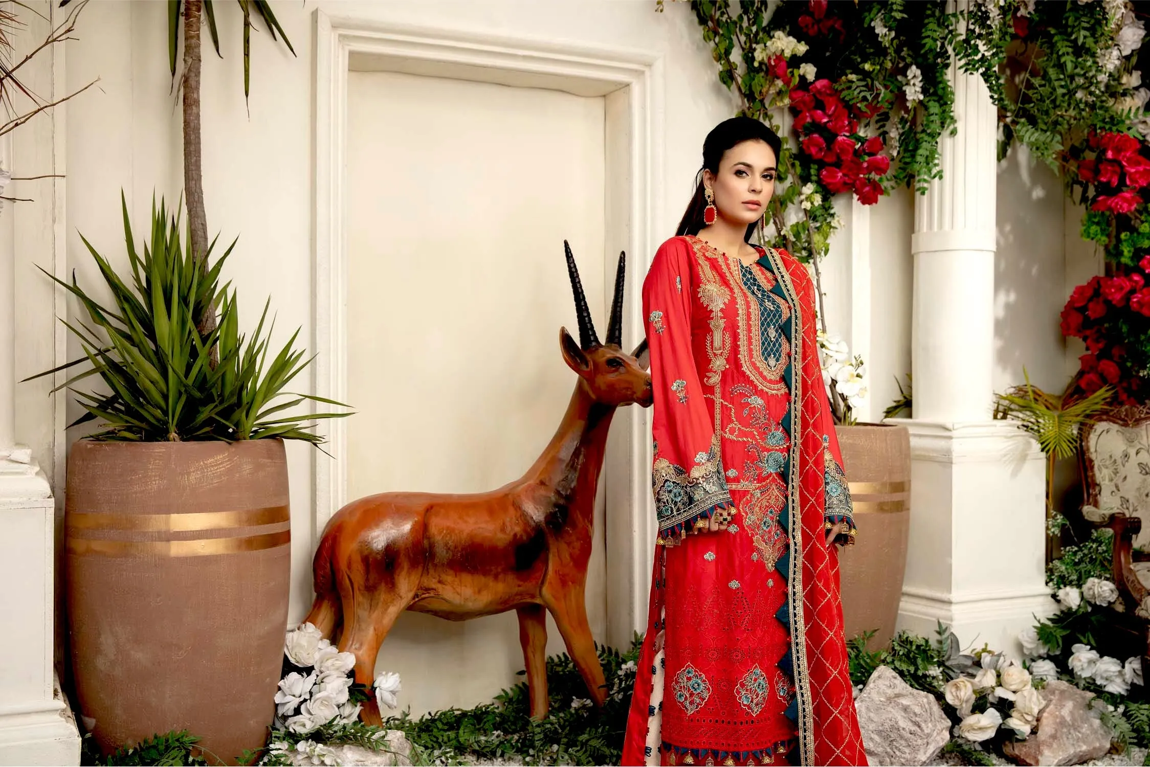 Adan's Libas · Wisteria Schiffli Embroidered Lawn Collection – Crimson