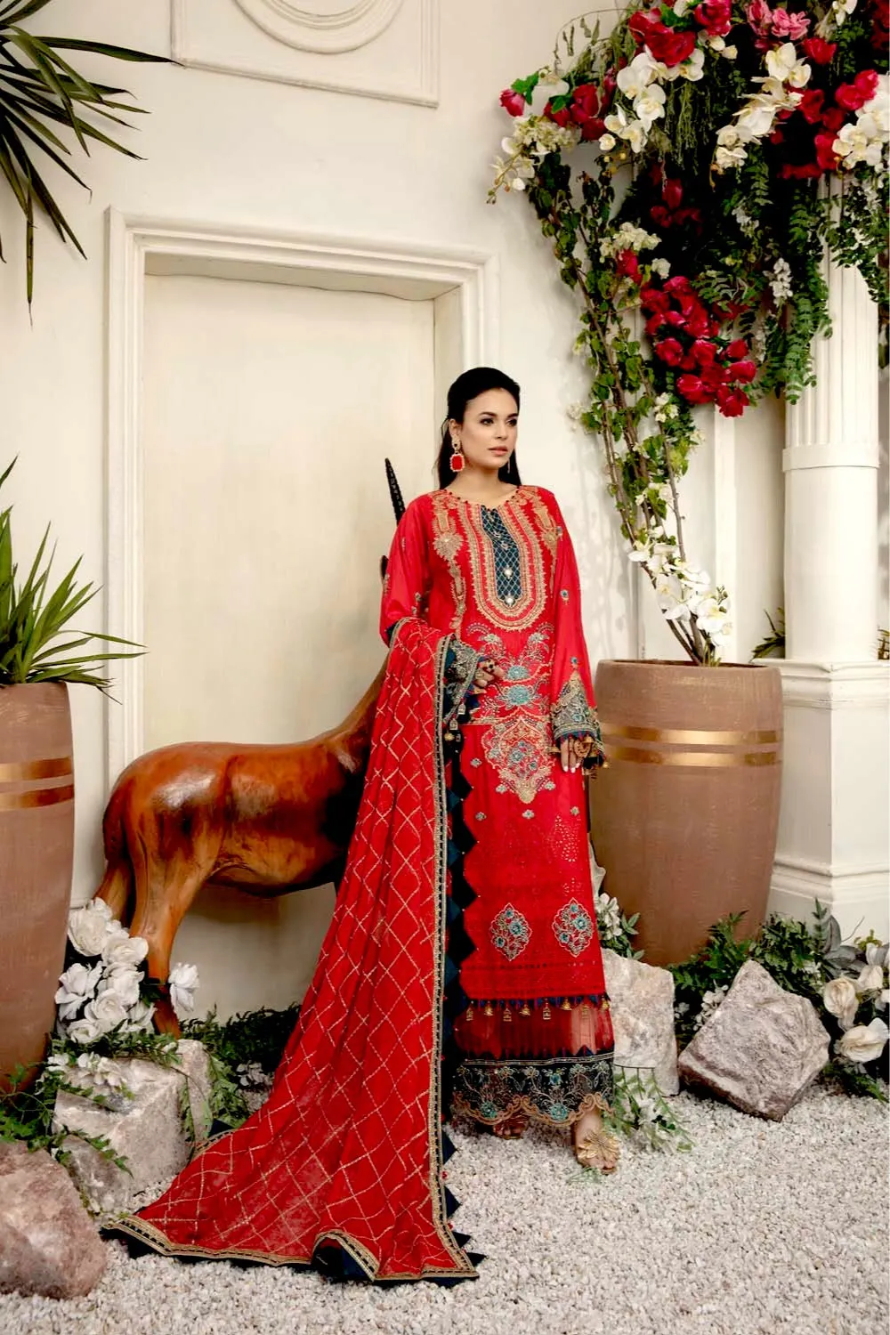 Adan's Libas · Wisteria Schiffli Embroidered Lawn Collection – Crimson