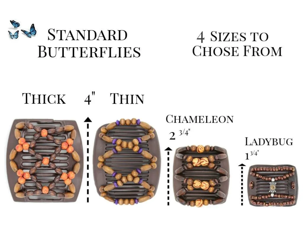 African Butterfly Chameleon Hair Comb - Ndebele Brown 90