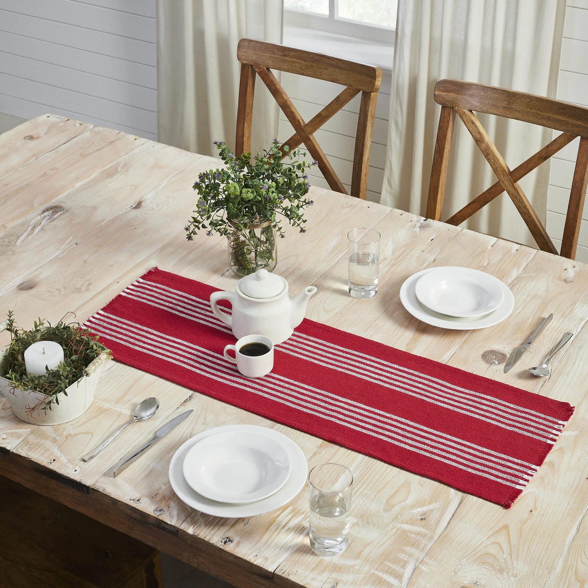 Arendal Red Stripe Runner Fringed