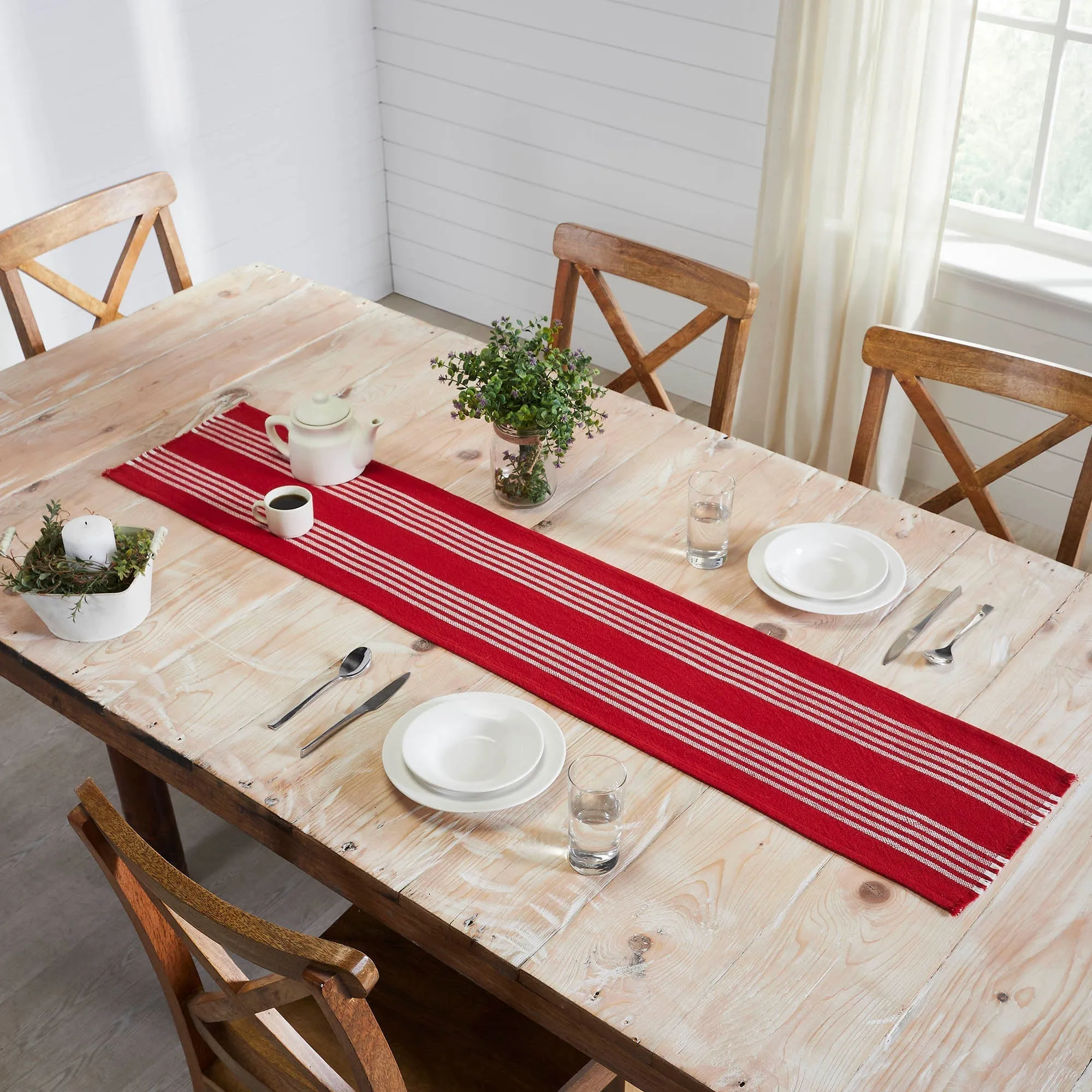 Arendal Red Stripe Runner Fringed