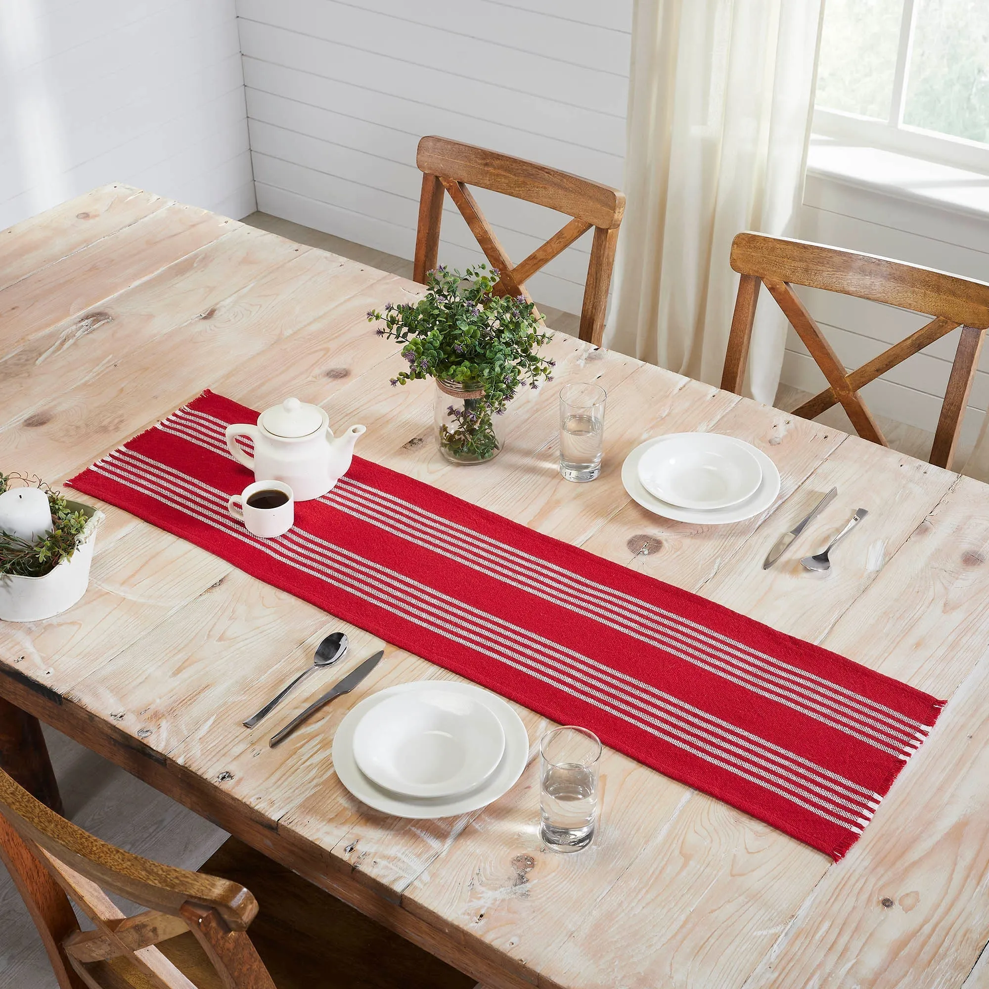 Arendal Red Stripe Runner Fringed