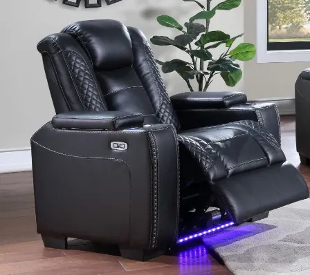 Black Leather Power Reclining Sofa, Loveseat