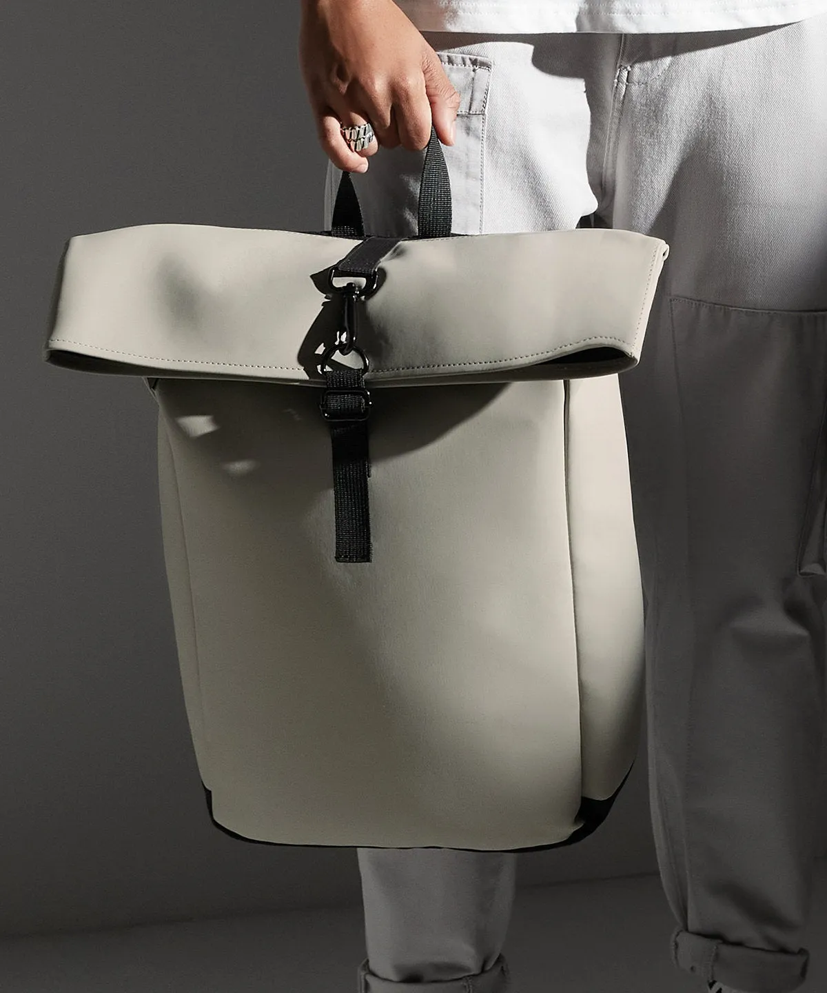 Black - Matte PU rolltop backpack