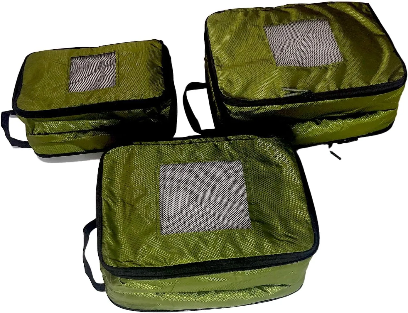 Compression Packing Cubes 2/3/4 sets, Large Travel Packing organizers for Carry on Luggage, 2 Sides Expandable Storage Bags for Backpacking, Suitcases (Green, Pack 4)