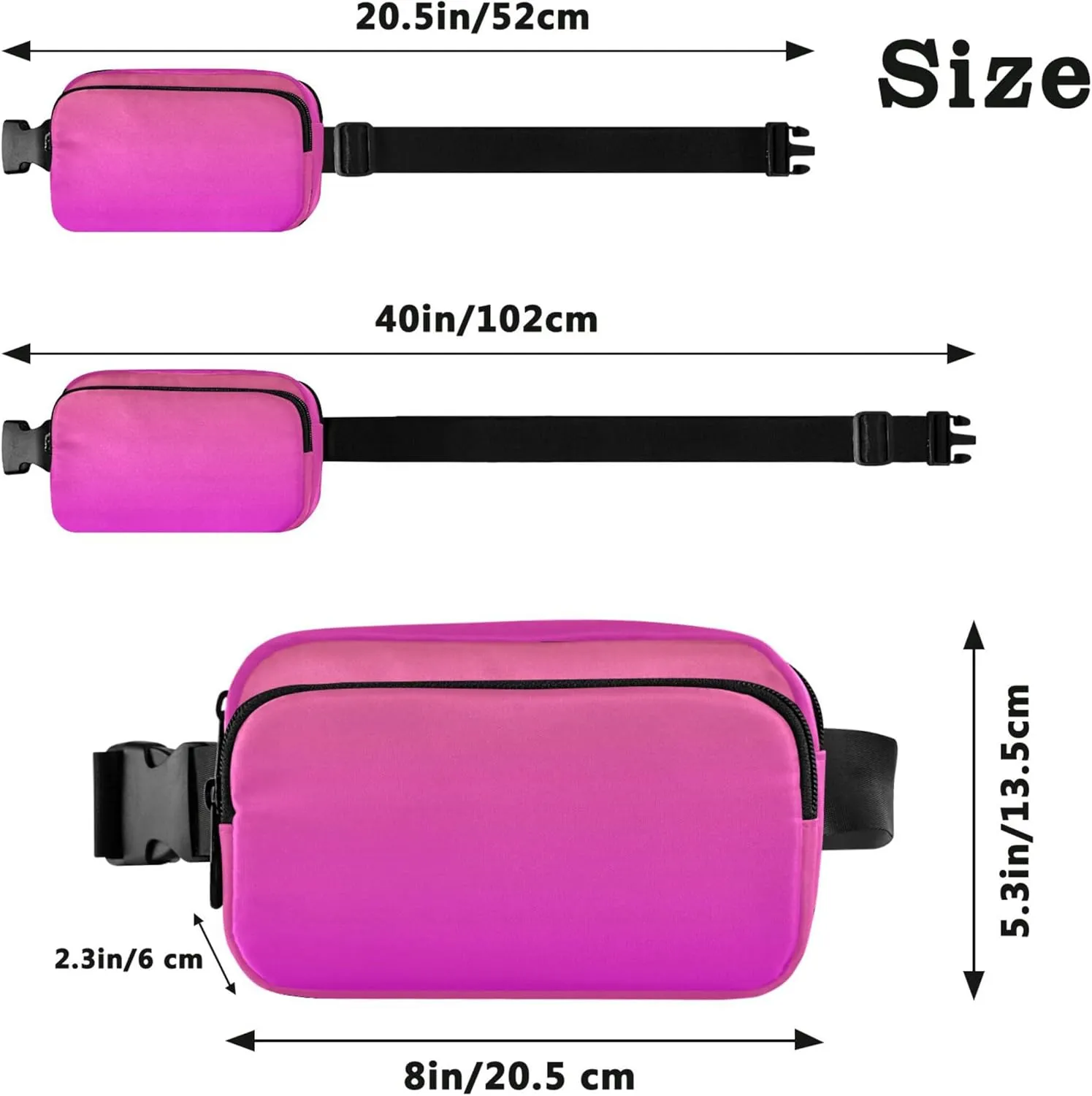 Coral Pink Magenta Gradient Women Fanny Packs Fashion Belt Bag Hip Pouch Waterproof Waist Bag for Women