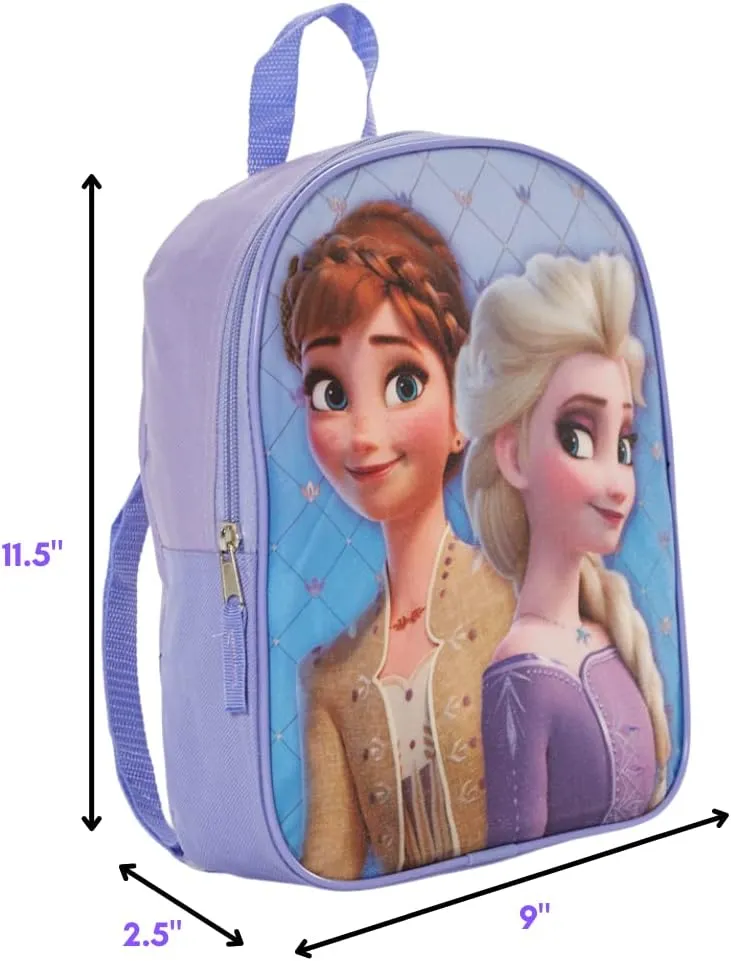 Disney Frozen 2 Mini Backpack for Girls & Toddlers with Princess Elsa and Anna - 12 Inch, Purple