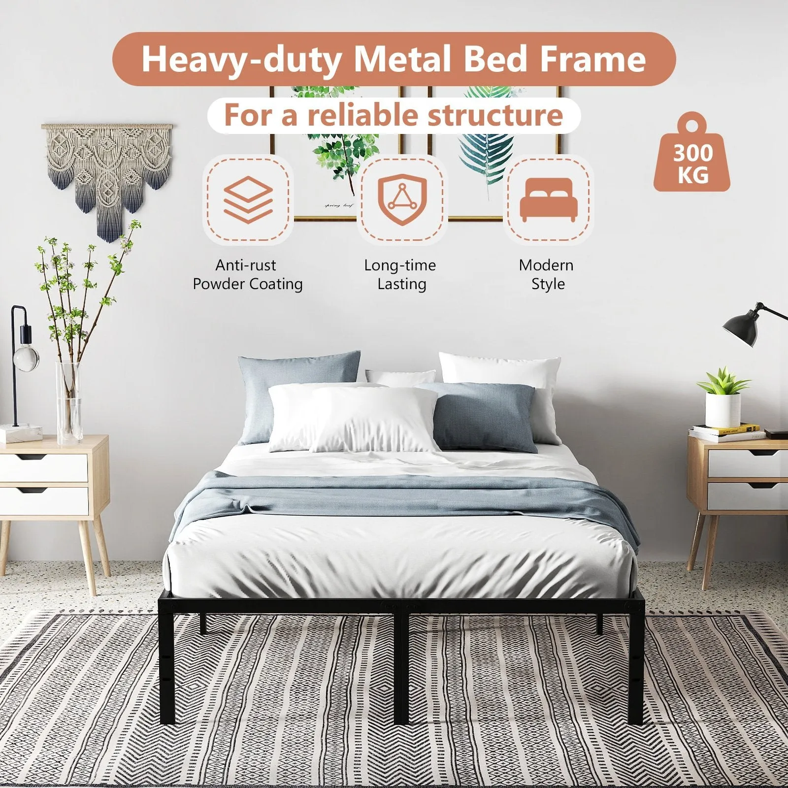 Double Size Heavy Duty Metal Platform Bed Frame
