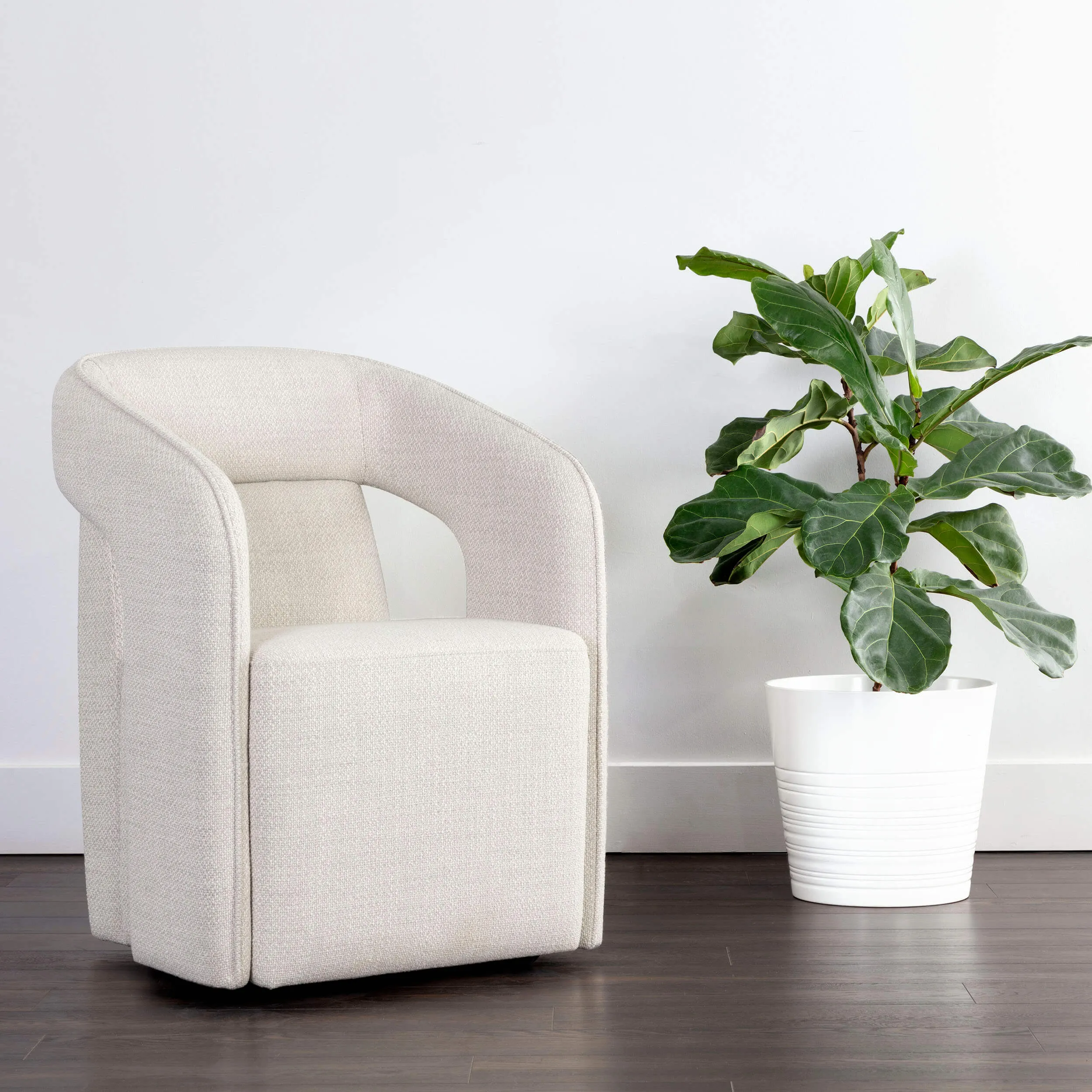 Kendrick Wheeled Dining Chair, Moto Stucco