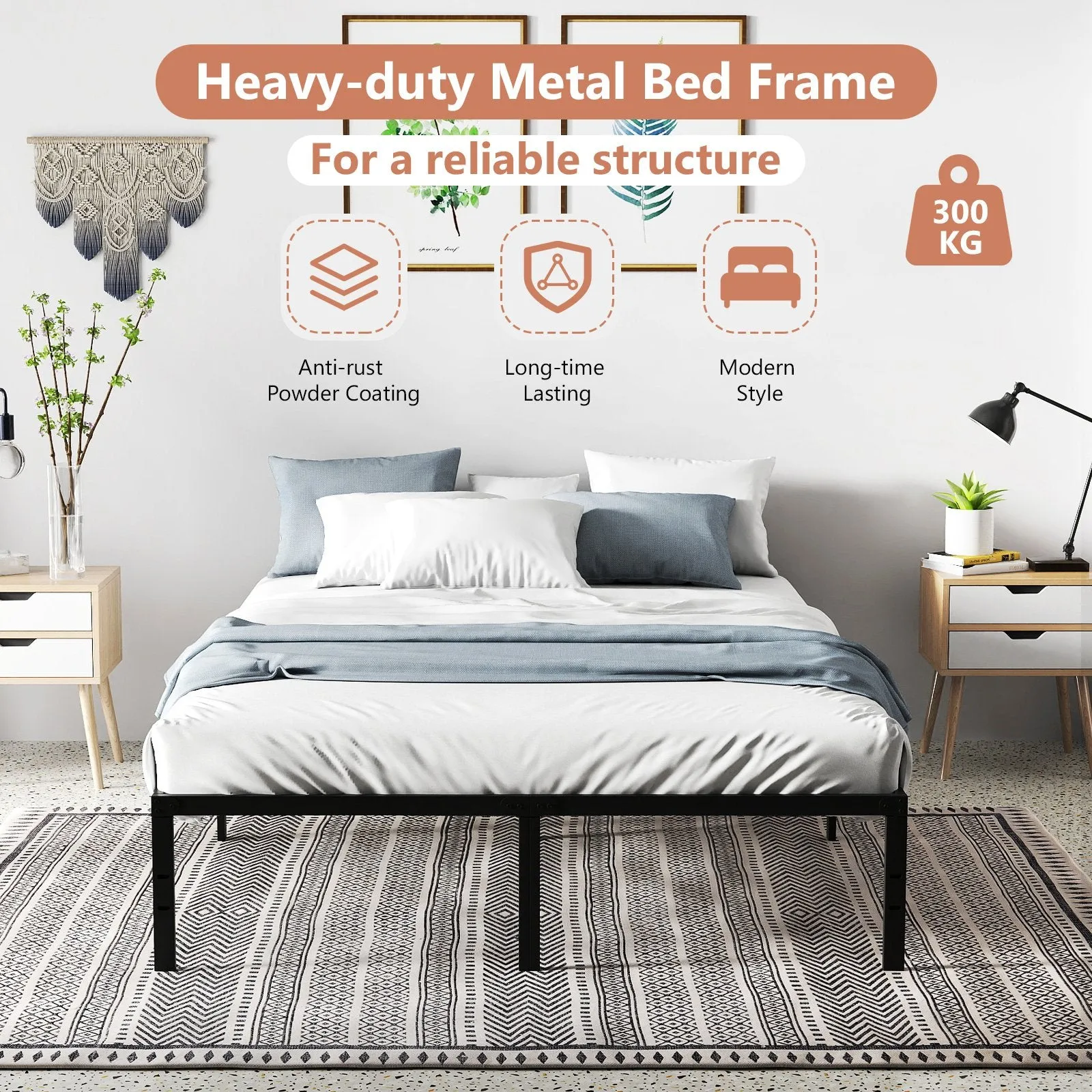 King Size Heavy Duty Metal Platform Bed Frame