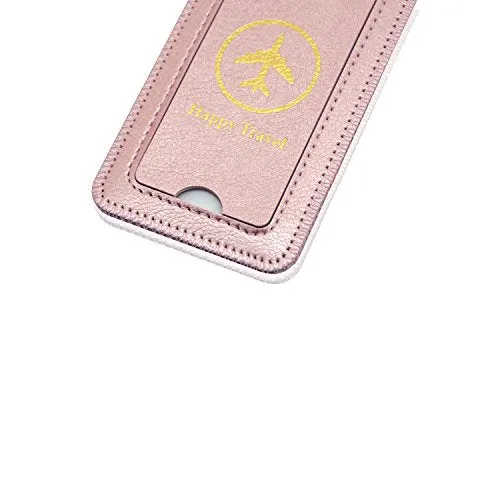 Luggage Tags, Acdream Leather Case Luggage Bag Tags Travel Tags 2 Pieces Set, (Rose Gold)