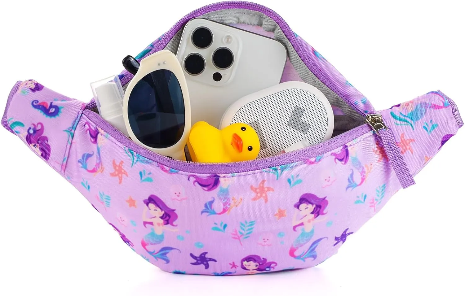 Mermaid Kids Fanny Pack for Girls, Travel Small Waist Bag Crossbody Belt Bag for Little Girls Toddler Cute Fanny Bag, Purple
