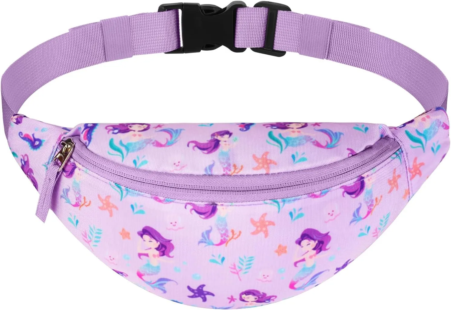 Mermaid Kids Fanny Pack for Girls, Travel Small Waist Bag Crossbody Belt Bag for Little Girls Toddler Cute Fanny Bag, Purple
