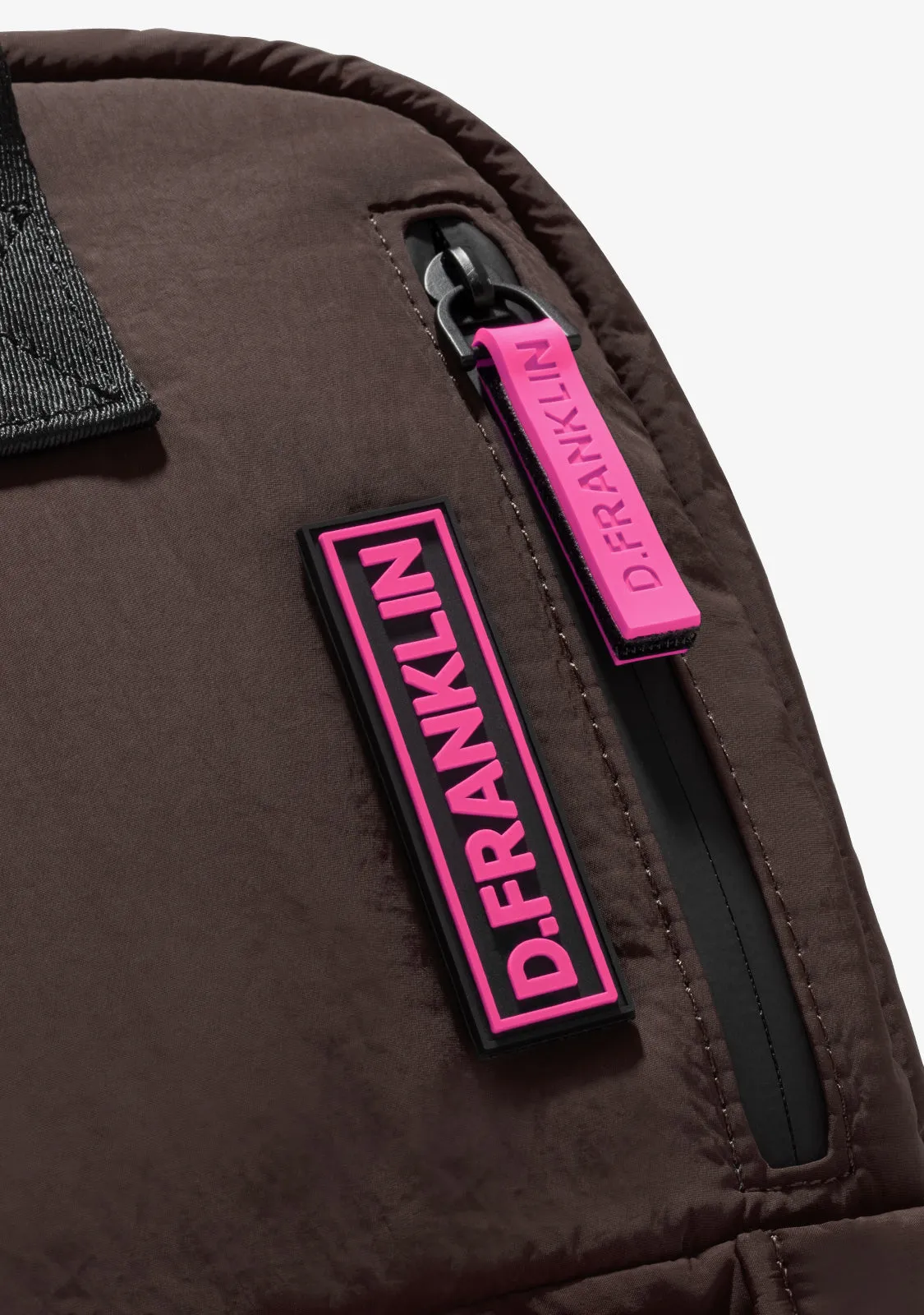 Multi-Pocket Nylon Backpack Brown   Custom Set Fuchsia