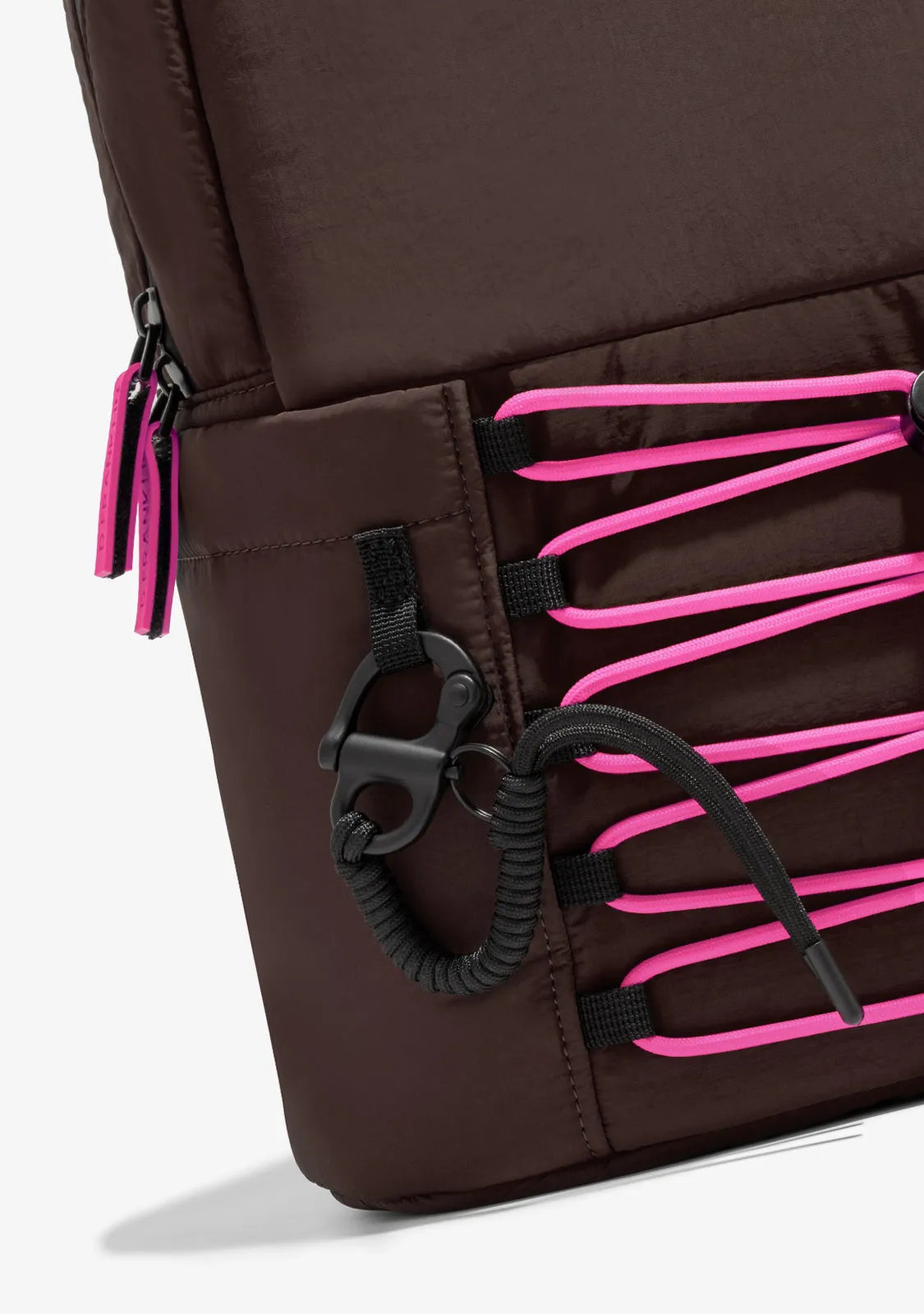Multi-Pocket Nylon Backpack Brown   Custom Set Fuchsia