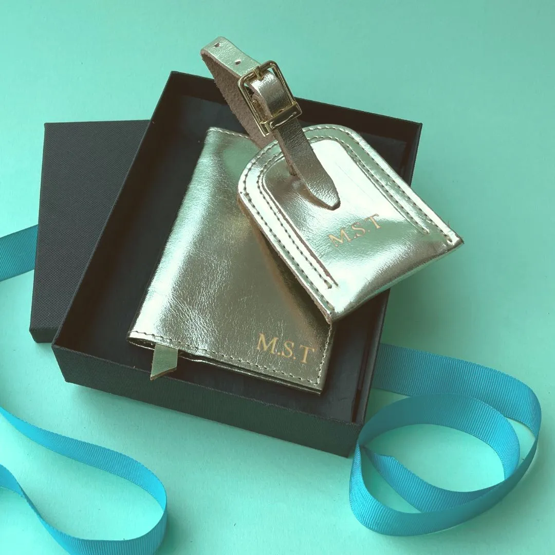 Personalised Leather Travel Gift Set