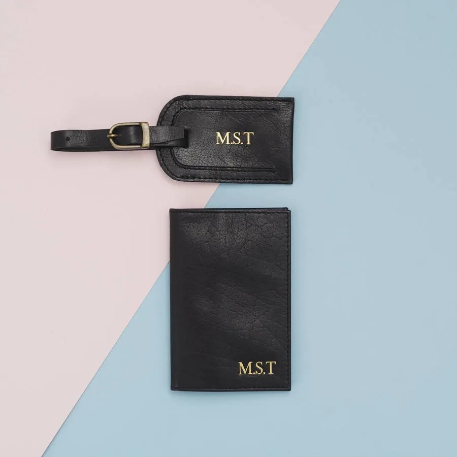 Personalised Leather Travel Gift Set