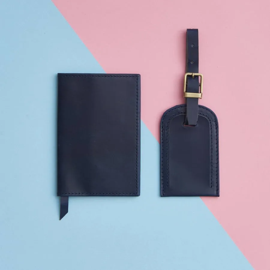 Personalised Leather Travel Gift Set