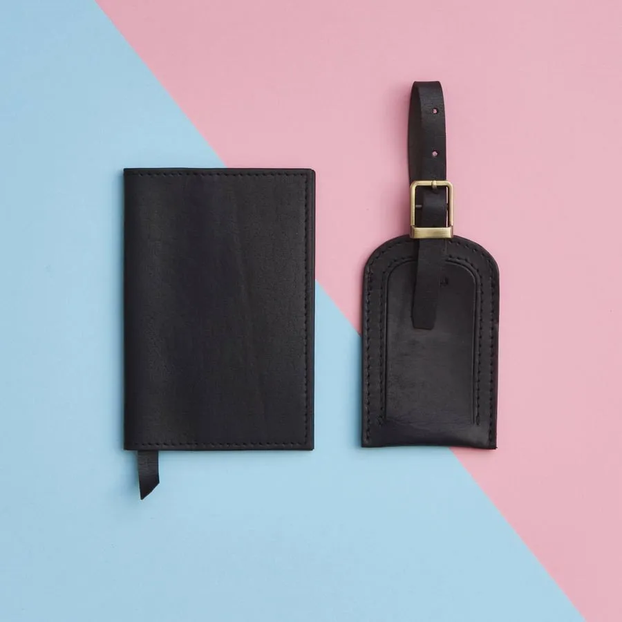 Personalised Leather Travel Gift Set