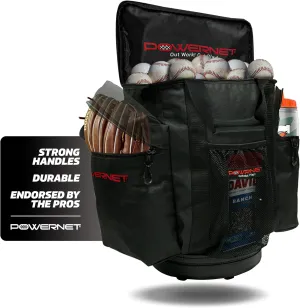 PowerNet Baseball Softball Coaching Bucket Caddy Cover, Multiple Pockets Carry Gameday Essentials, 3 Styles for 6 Gallon Bucket Organization Including All Terrain Wheeled