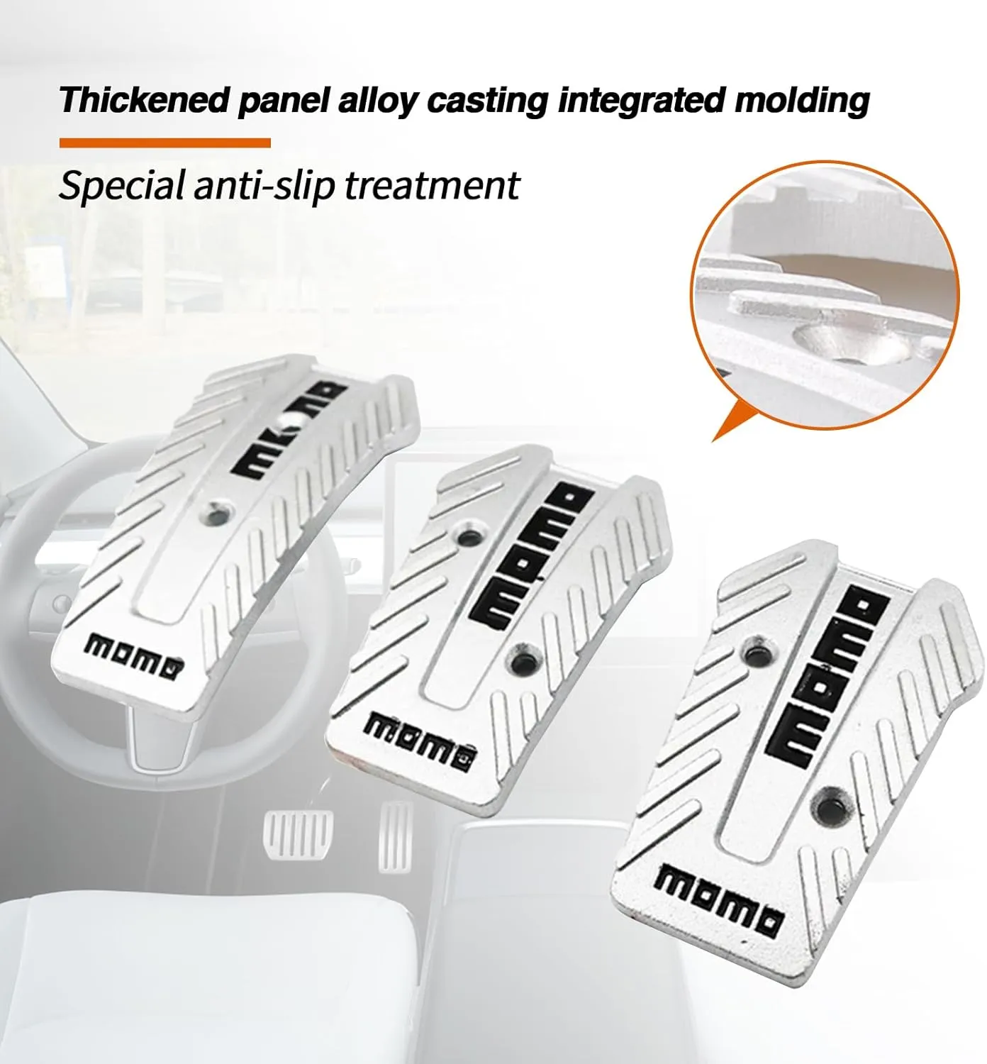 QODOLSI Pack-3 Car Pedal Pads, Auto Manual Transmission Brake Pad Cover, Non-Slip Foot Pedals Pads Kit, Universal for Car, SUV, ATV Clutch Foot Pedals Replacement (Silver)