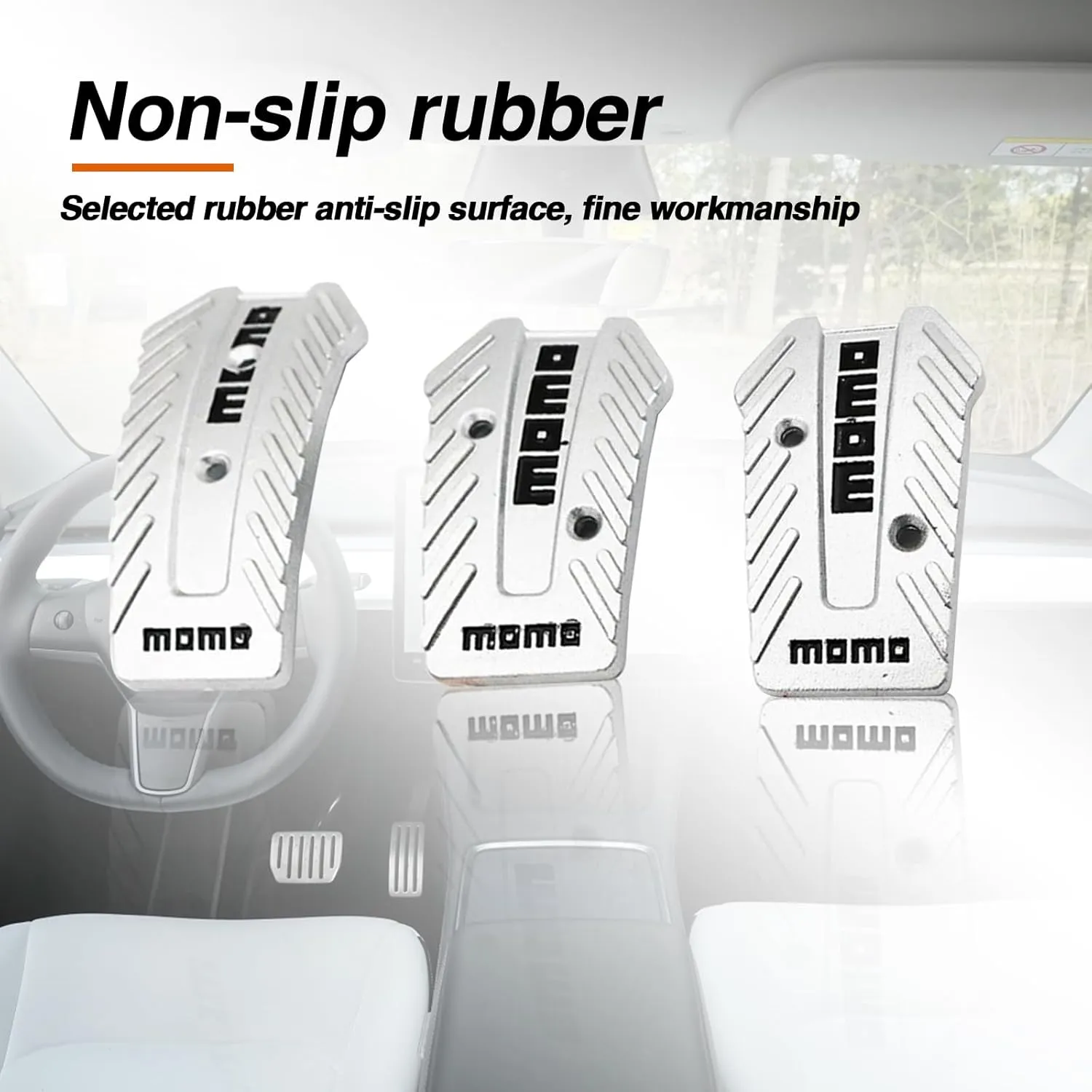 QODOLSI Pack-3 Car Pedal Pads, Auto Manual Transmission Brake Pad Cover, Non-Slip Foot Pedals Pads Kit, Universal for Car, SUV, ATV Clutch Foot Pedals Replacement (Silver)