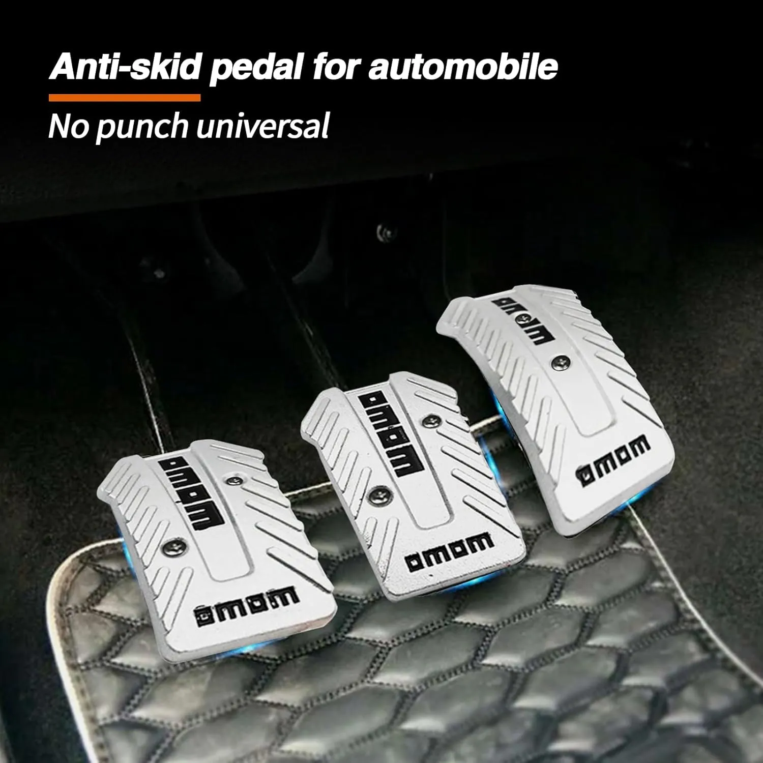 QODOLSI Pack-3 Car Pedal Pads, Auto Manual Transmission Brake Pad Cover, Non-Slip Foot Pedals Pads Kit, Universal for Car, SUV, ATV Clutch Foot Pedals Replacement (Silver)