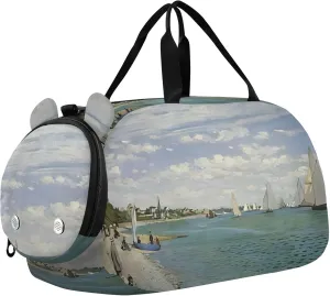 Regatta Painting Claude Monet Girls Tote Duffle Bags Travel Overnight Weekender Duffel Carry on Duffel for Boys Kids Gym Duffle