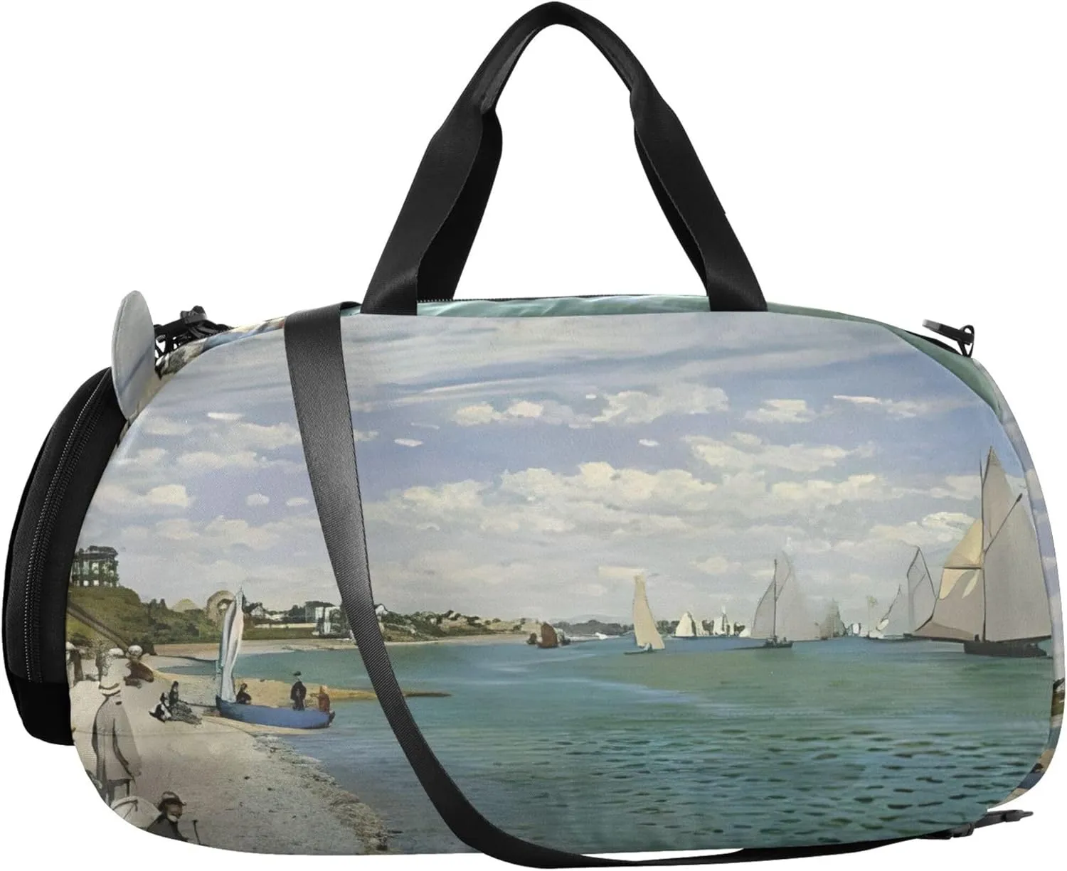Regatta Painting Claude Monet Girls Tote Duffle Bags Travel Overnight Weekender Duffel Carry on Duffel for Boys Kids Gym Duffle