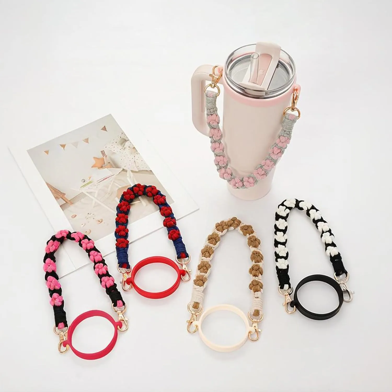 Stanley Cup Accessories Set, Decor for 14oz 20oz 30oz 40oz Water Bottle, Includes Tumbler Handle Strap, Cup Boot, Lipstick Charms Bag, Gifts for Girls & Kids