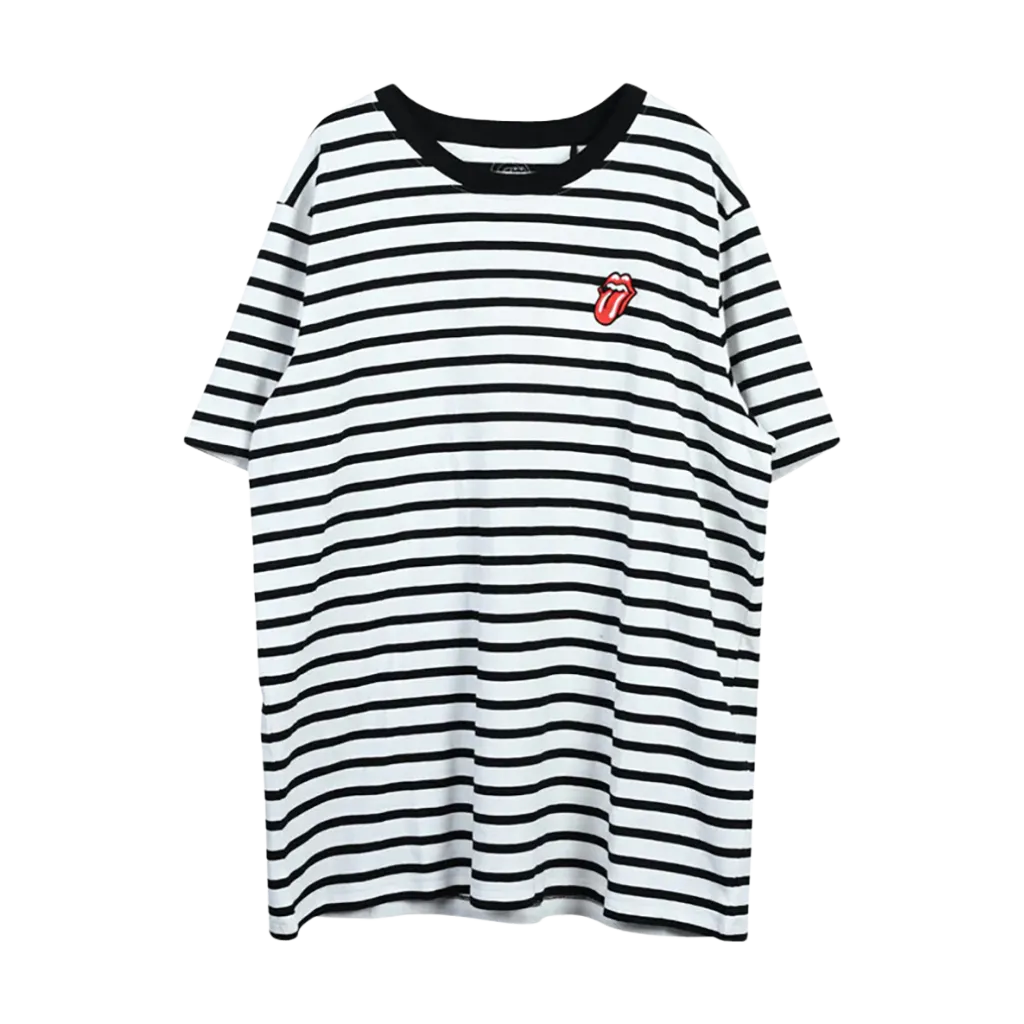 Striped Embroidered Tongue T-Shirt