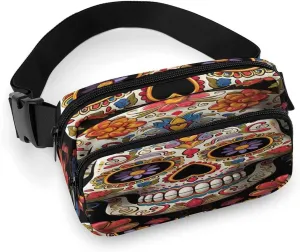 Sugar Skulls Fanny Pack Lightweight Belt Bag with Adjustable Strap Hip Bum Bag for Running Travel