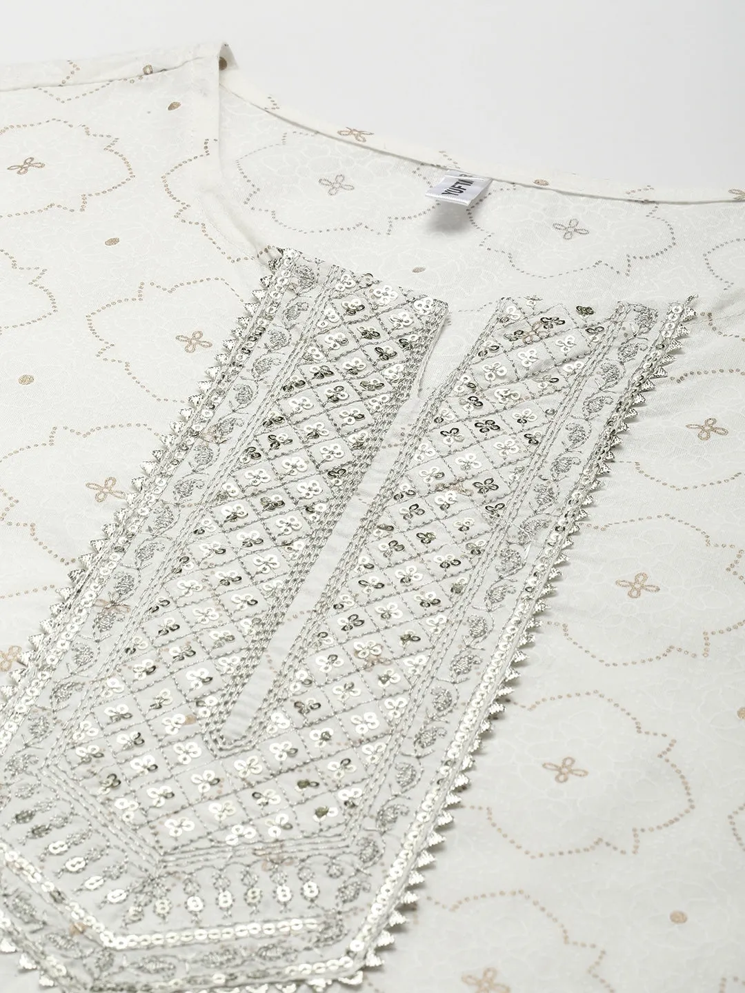 White Ethnic Motifs Cotton Dupatta Set