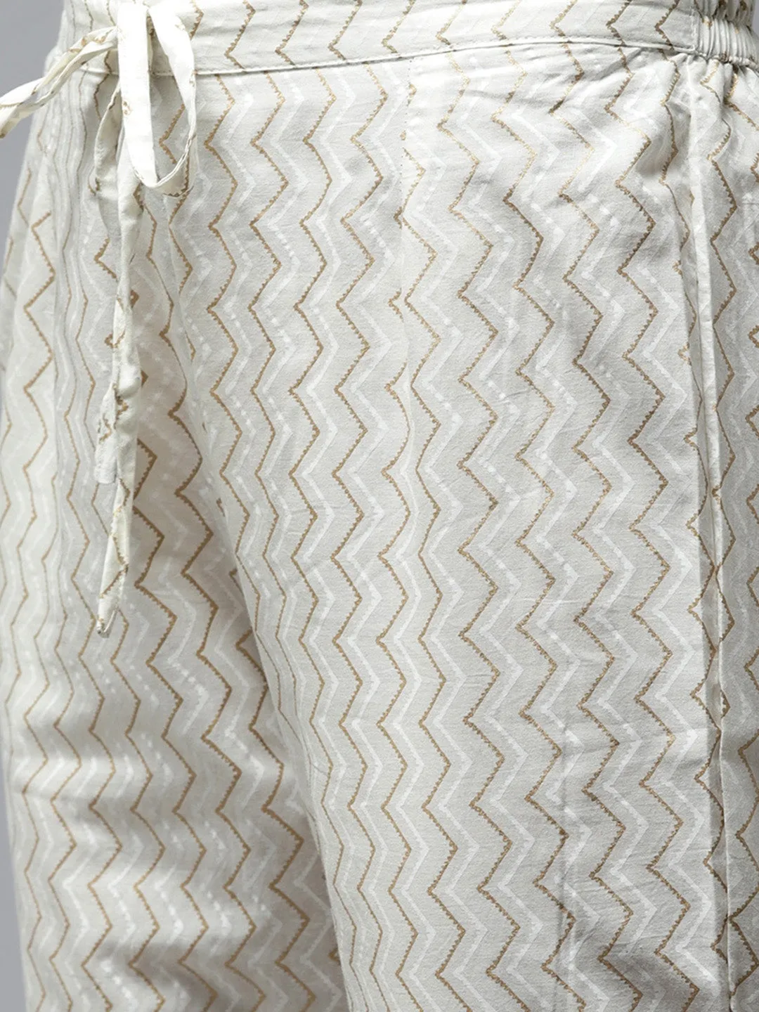 White Ethnic Motifs Cotton Dupatta Set