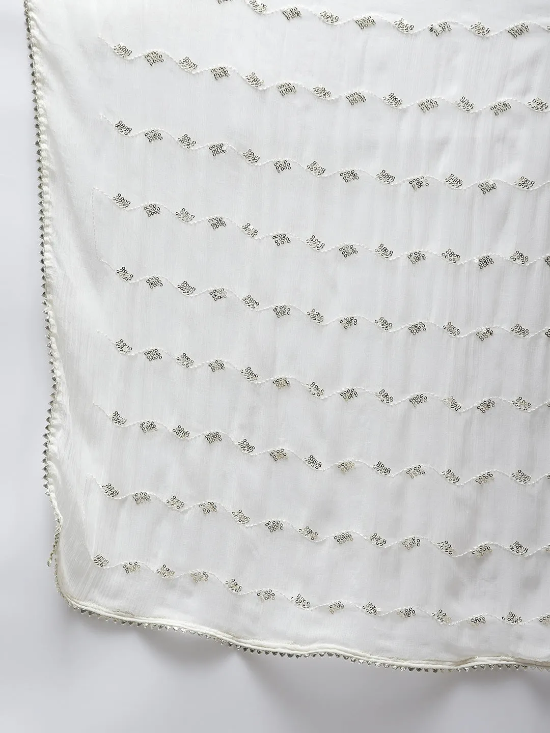 White Ethnic Motifs Cotton Dupatta Set