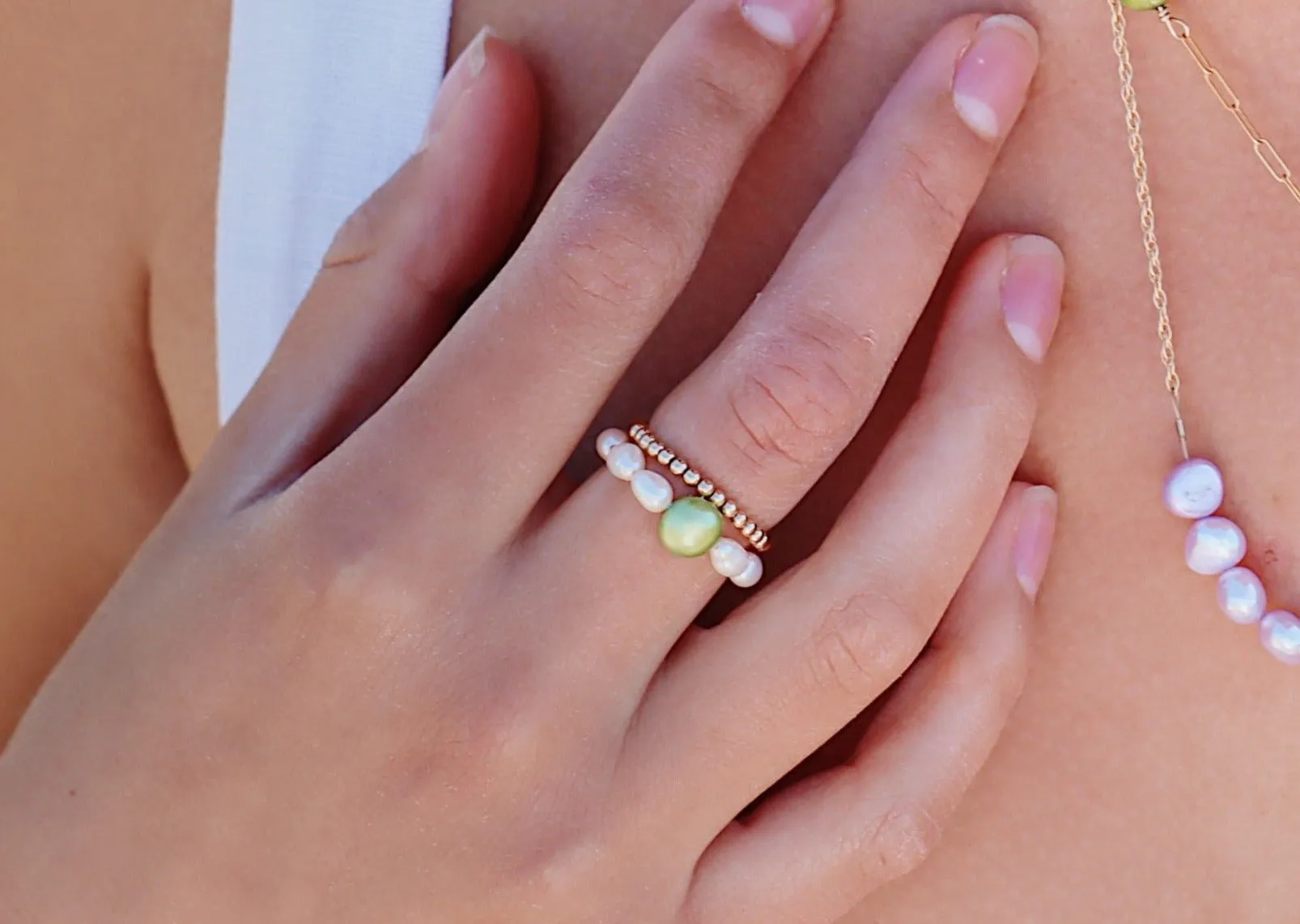 Wildflower Rings (purple or green pearl)