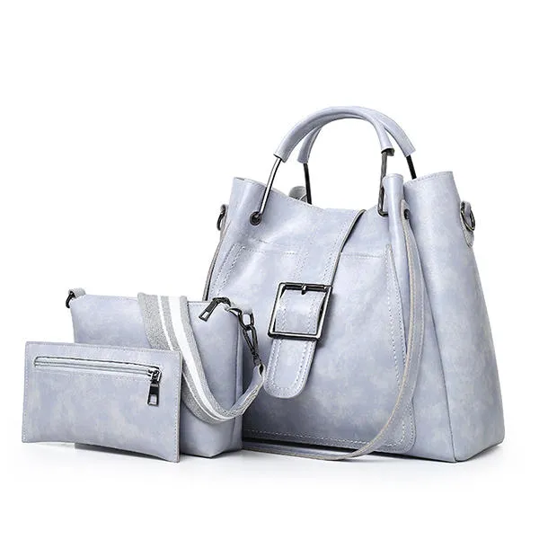Women Faux Leather Three-piece Set Handbag Shoulder Bag Clutch