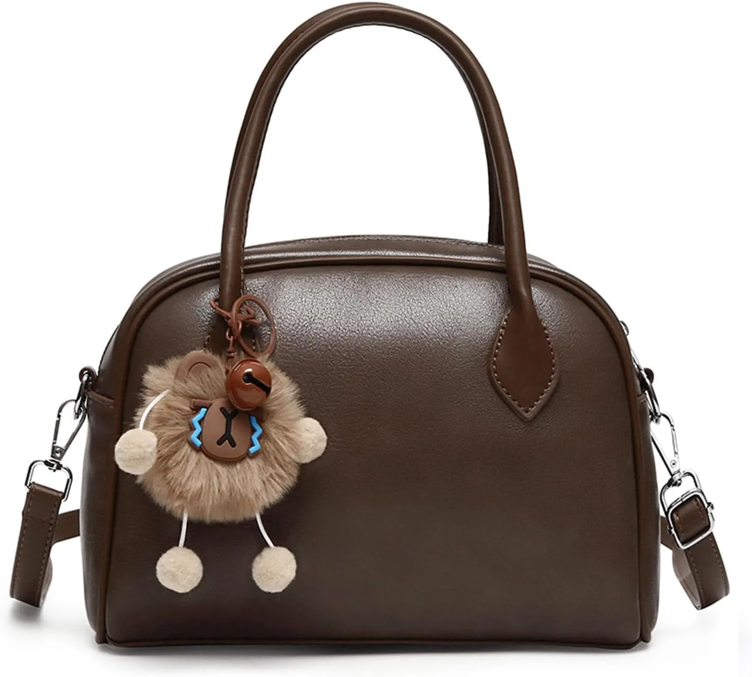 Women's PU Leather Top-Handle Boston Bag Set  3-Piece Crossbody Purse with Card Holder,Barrel satchel Shoulder Bag