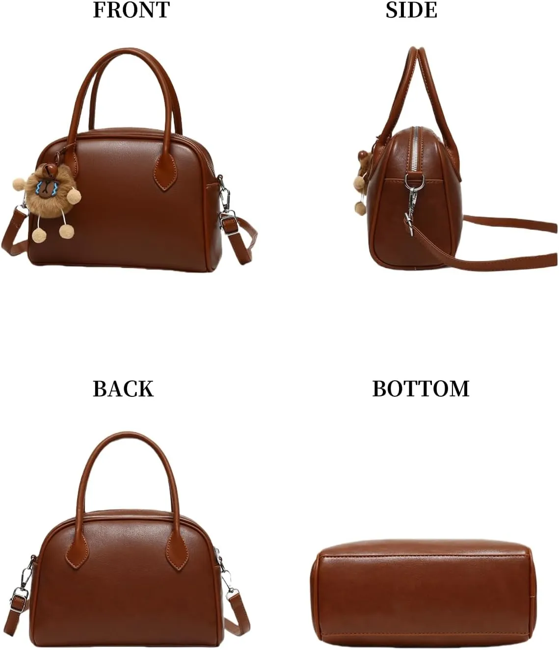 Women's PU Leather Top-Handle Boston Bag Set  3-Piece Crossbody Purse with Card Holder,Barrel satchel Shoulder Bag