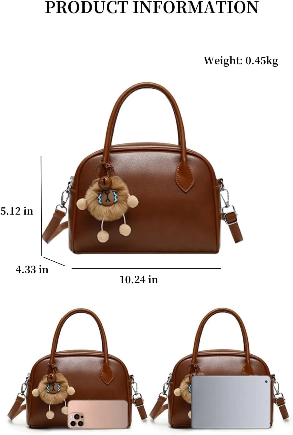Women's PU Leather Top-Handle Boston Bag Set  3-Piece Crossbody Purse with Card Holder,Barrel satchel Shoulder Bag